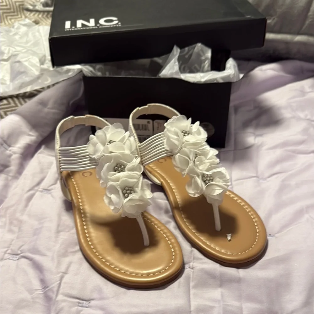 INC International Concepts White and Tan Sandals - Picture 1 of 5